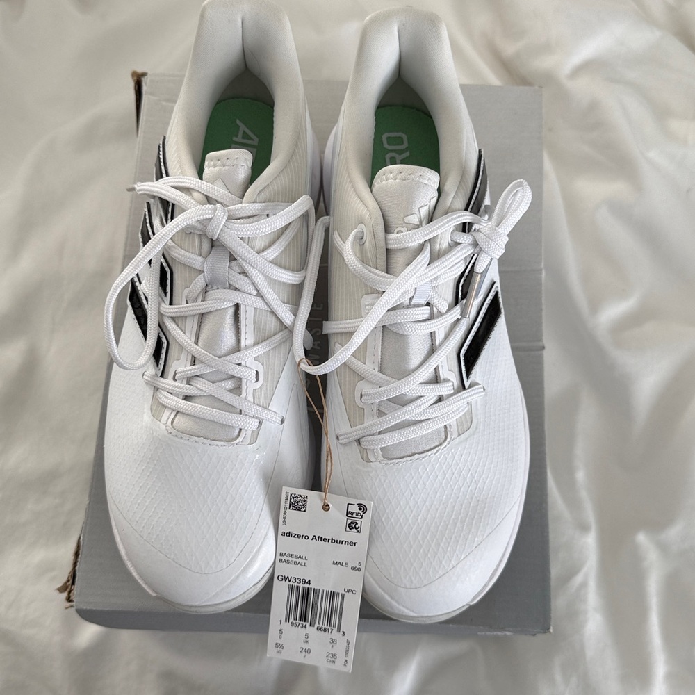 Adidas Adizero Afterburner 8 TPU White Cleats - Picture 2 of 3
